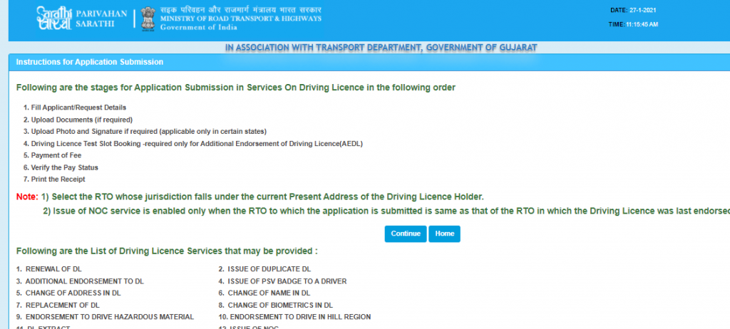 How can I renew my driving licence in Gujarat? 